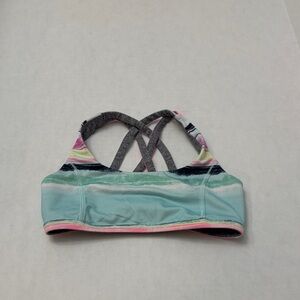 Striped Kids Bikini Top with Crisscross Back